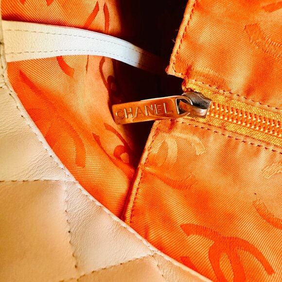 AUTHENTIC CHANEL LAMBSKIN LEATHER AND SNAKESKIN CC QUILTED CAMBON TOTE BAG RARE - Picture 12 of 14